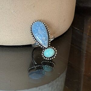 Blue Teardrop Double Stone Ring - Women Jewelry
